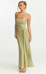 Aria Maxi Dress - Strapless Tie Waist Dress in Sage